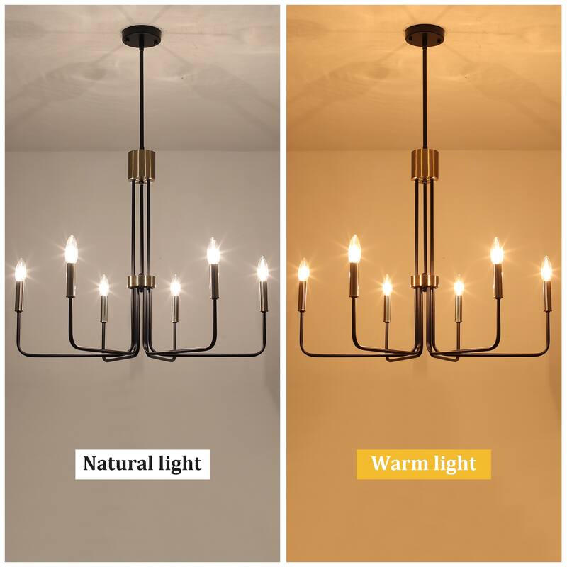 6-Light Candle Style Modern Chandelier for Dining Room