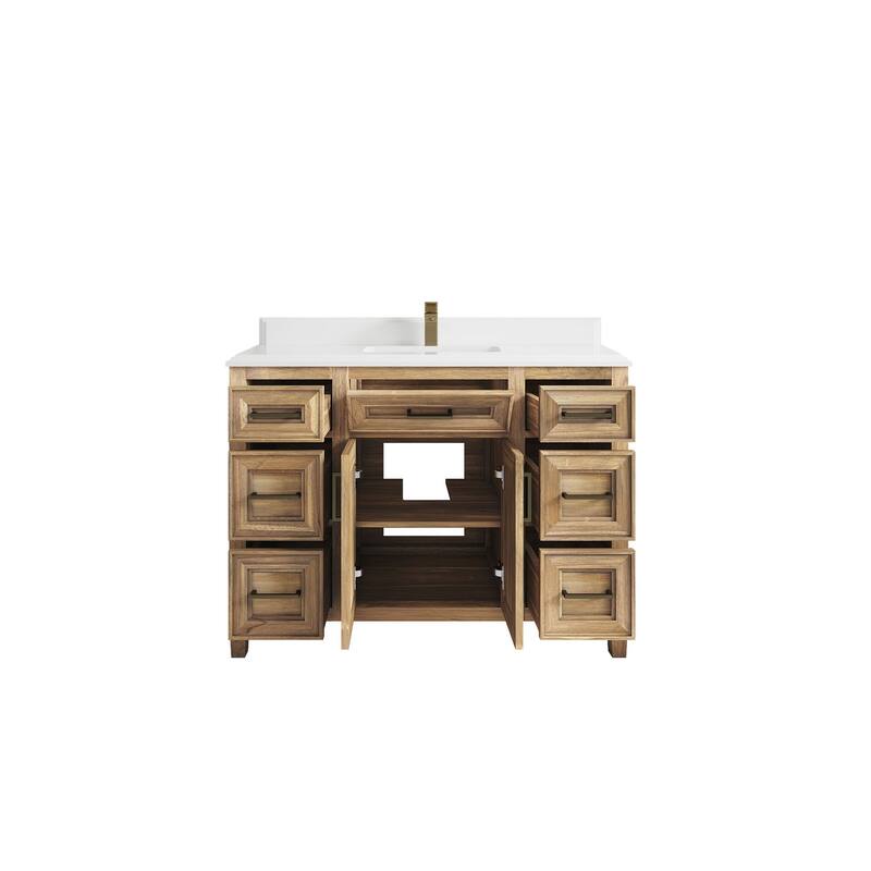 Willow Collections 48 in. W x 22 in. D Santa Monica Teak Single Sink Bathroom Vanity with Countertop