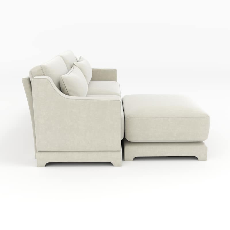 73.2" Chenille 2-Seater Sofa with Ottoman, 2 Lumbar Pillows, High-Resilience Sponge and Solid Wood Frame