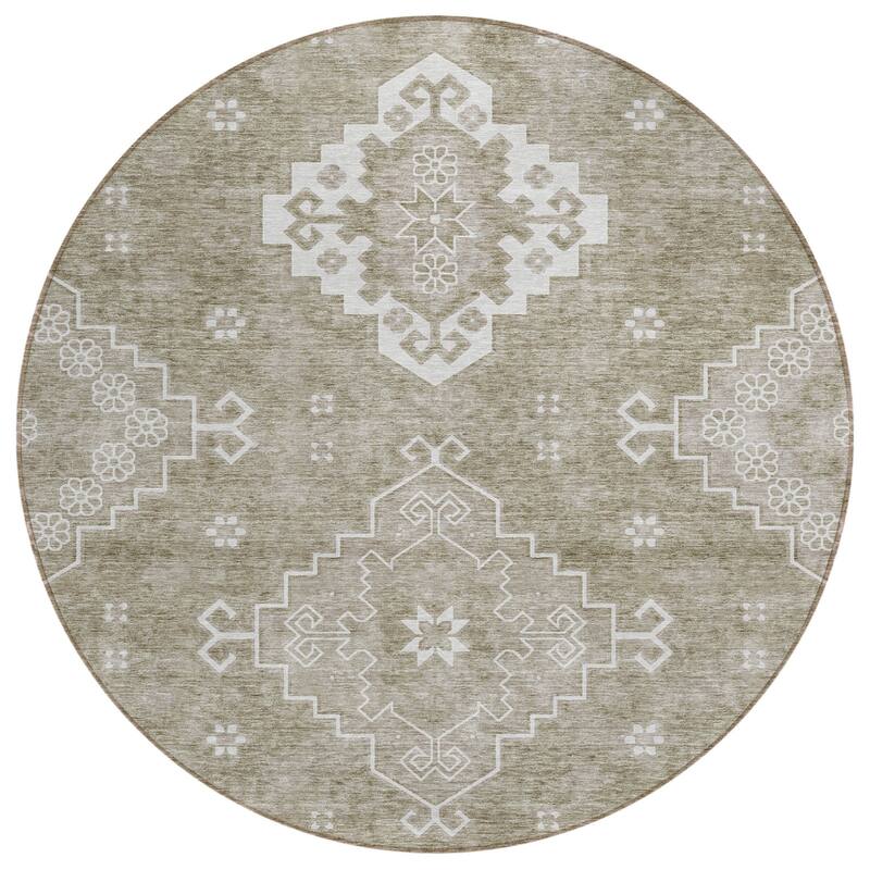 HomeRoots Medallion Traditional Rectangle Outdoor Rug