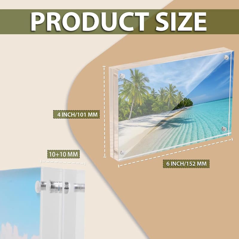 BP4U™ Magnetic Acrylic Picture Frame, Double-Sided Tabletop Picture Frame Freestanding for Desktop Display(1-Pack)