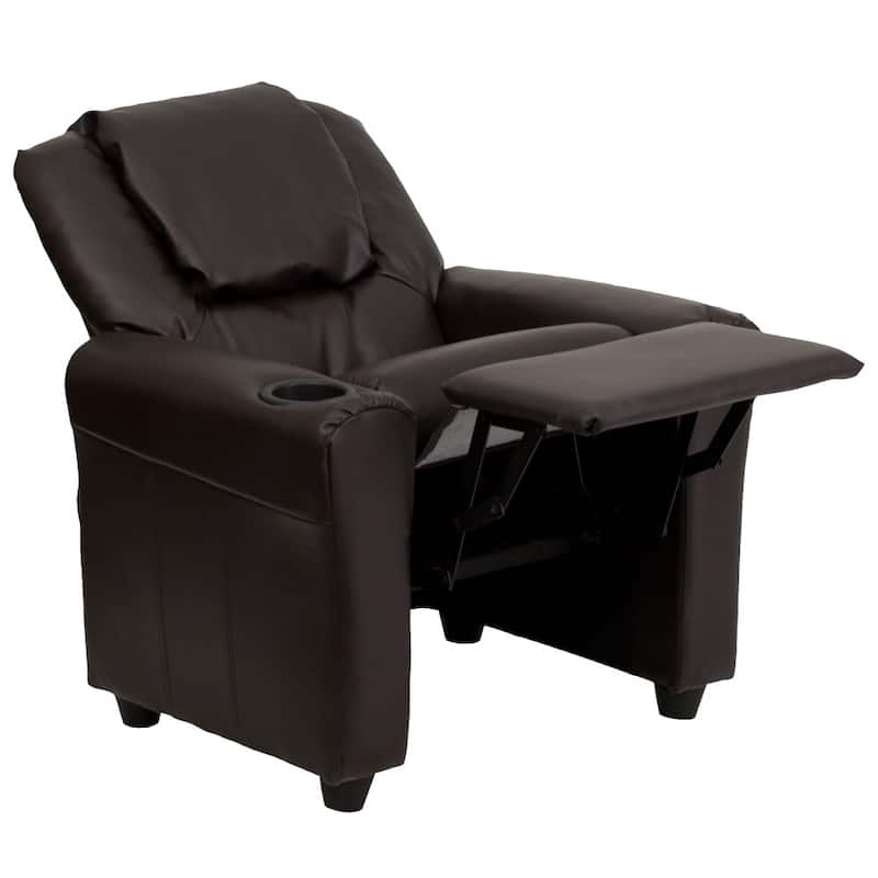Contemporary Kids Recliner with Cup Holder and Headrest - 24"W x 21.5" - 36.5"D x 27"H