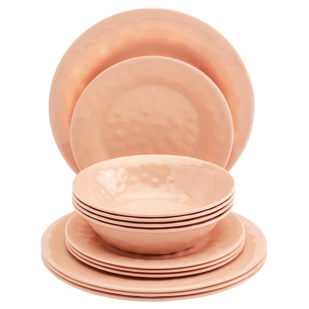 Tabletops Gallery 12PC Hawaiian Sunset Melamine Dinnerware - Sorbet