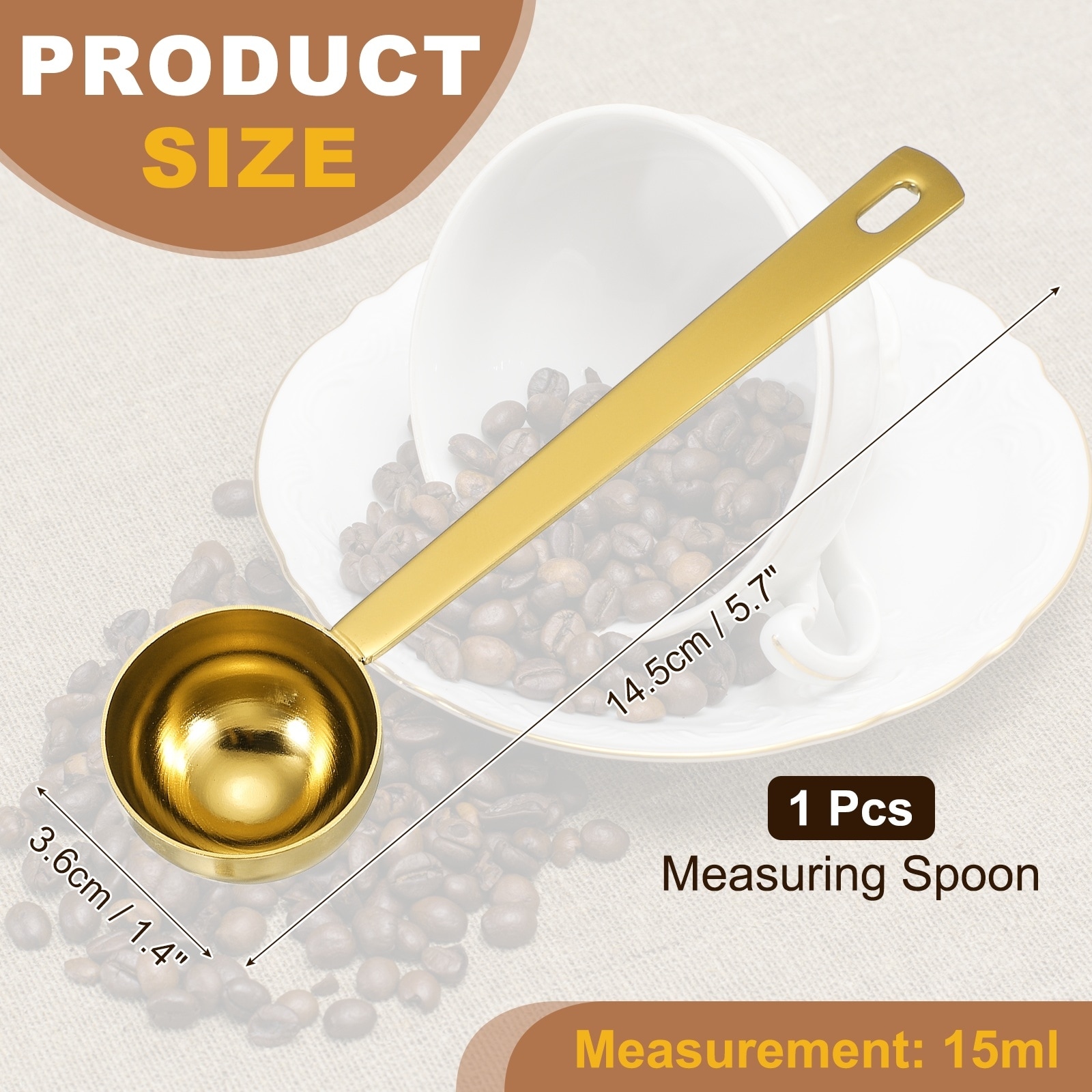 Measuring Spoon, Long Handle Table Scoop Teaspoon Coffee Scoop Spoon for Ground Coffee Tea Sugar Cooking