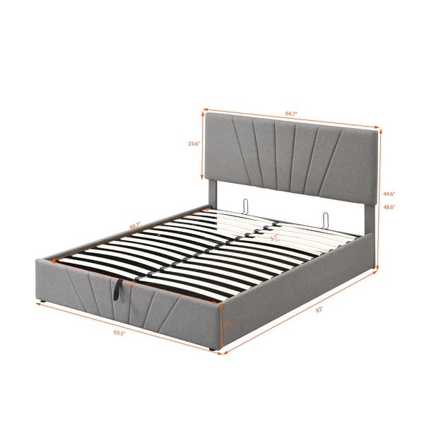 Queen Upholstered bed Frame with Hydraulic Storage System - Bed Bath ...