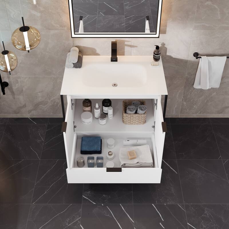 Eviva Onyx Wall Mount Bath Vanity with Solid Surface Top