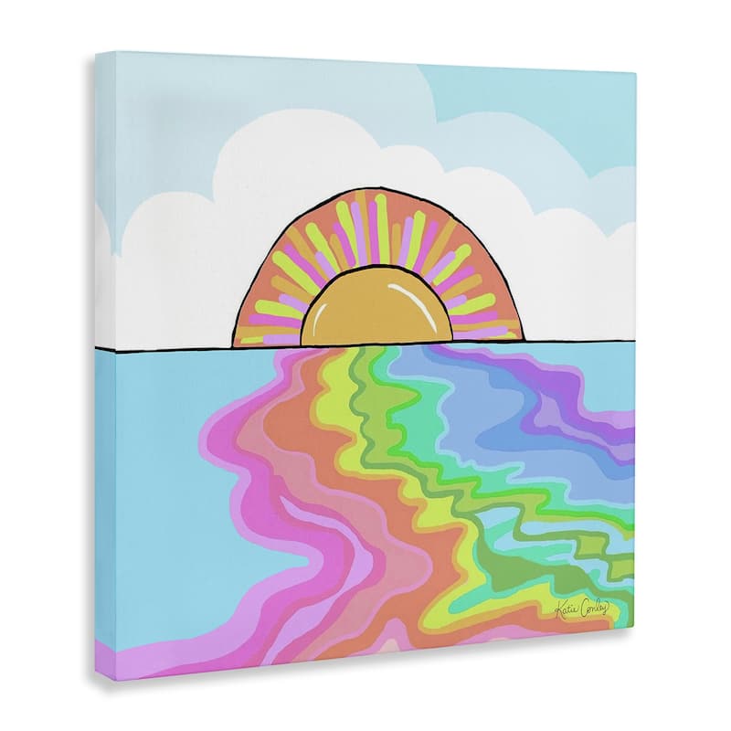 Stupell Swirling Rainbow on Sea Surface Canvas Wall Art Design By Katie Conley