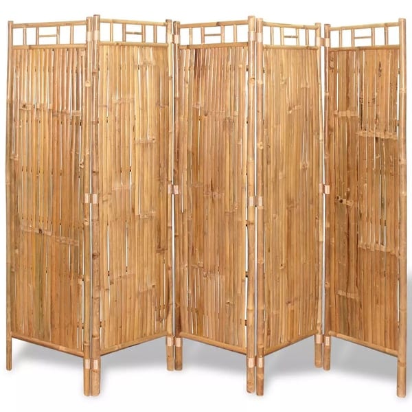 vidaXL 5-Panel Room Divider Bamboo 78.7"x63"