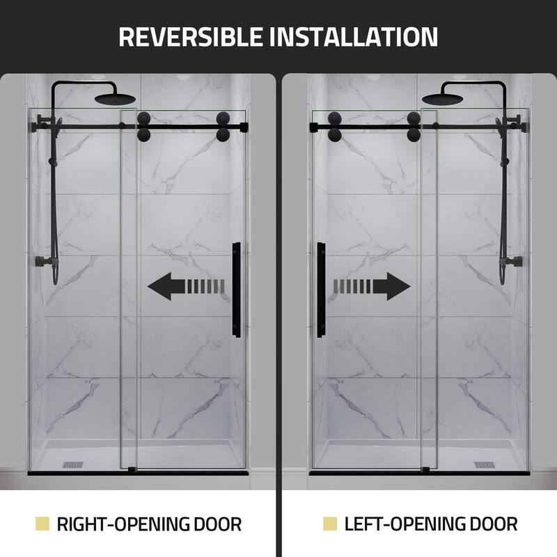 ANZZI Series 56 to 60 in. x 76 in. Frameless Shower Door with Sliding with Tsunami Guard Tempered Clear Glass