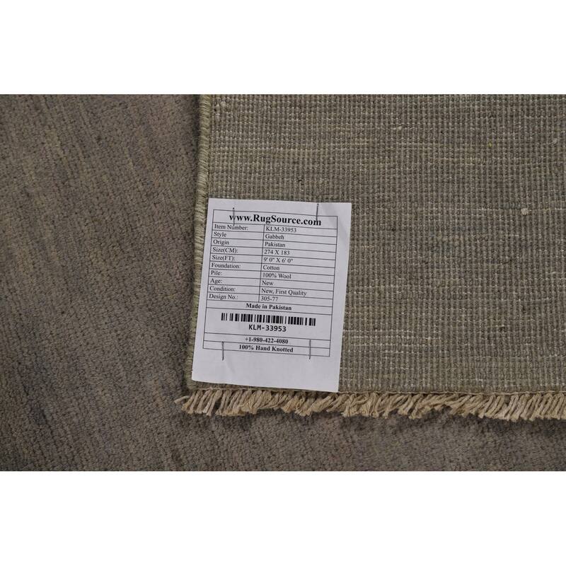 Modern Gabbeh Oriental Area Rug Handmade Grey Wool Carpet - 6'0" x 9'0"