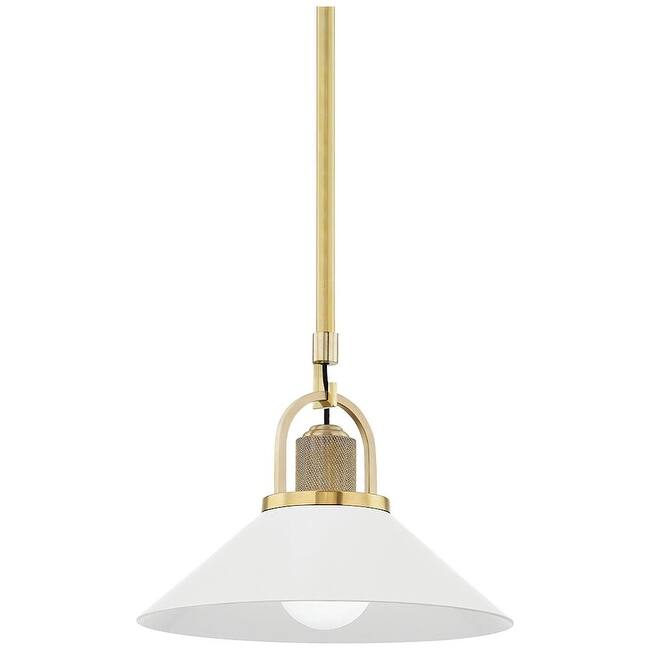 Hudson Valley Lighting Syosset 12" Wide Pendant - Aged Brass / White