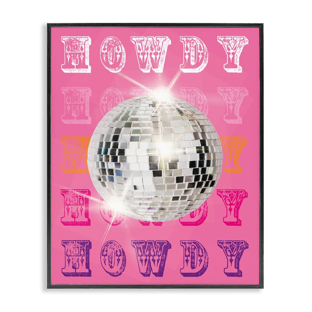 Stupell Howdy Retro Disco Ball Framed Giclee Art Design By Susan Arnot