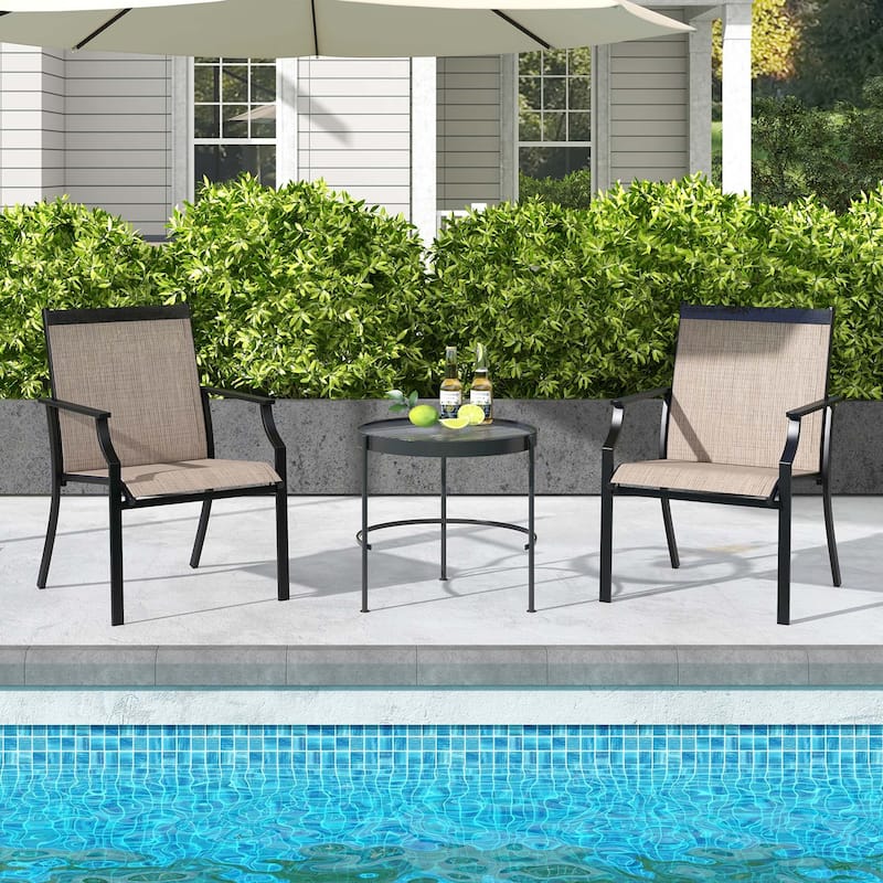 2 PCS Patio Dining Chairs Large Outdoor Chairs Breathable Seat
