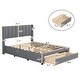 preview thumbnail 4 of 12, Modern Style Upholstered Platform Bed with 3 Storage Drawers