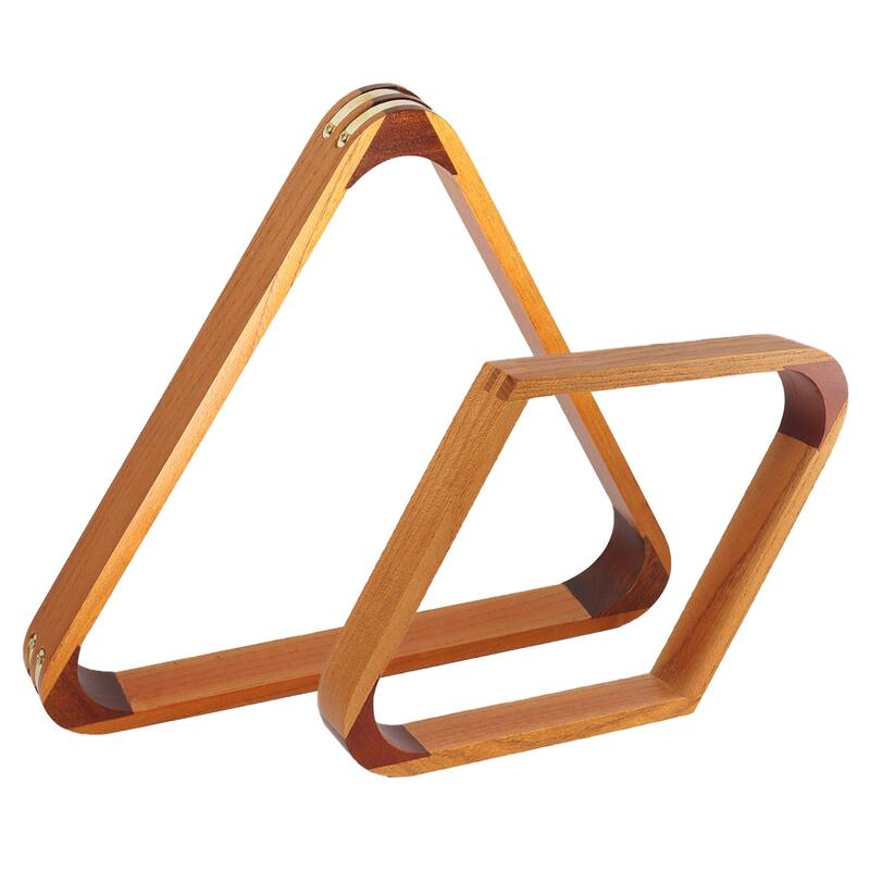 GSE™ 2-Tone Oak Solid Wood Billiard 8-Ball Triangle/9-Ball Diamond Pool Ball Racks for 2-1/4" Pool Balls - Triangle & Diamond Rack Set