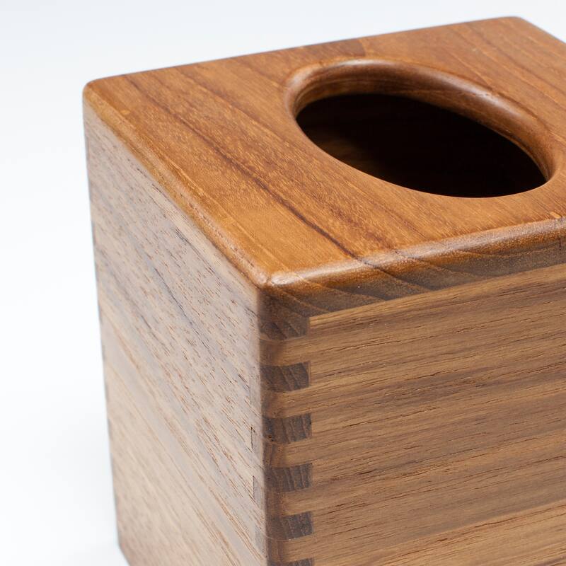 Teak Tissue Box Cover - 5-1/4" W x 5-5/8" H x 5-1/4" D