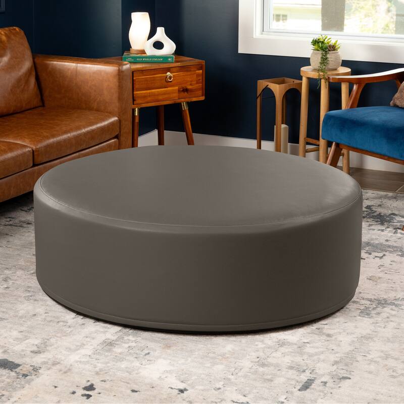 Jaxx Candler Round Couch Ottoman Large Coffee Table & Foot Rest, 44-Inch