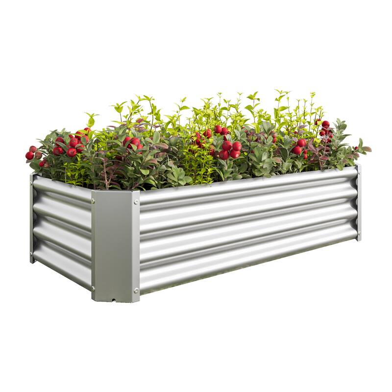 GDFStudio - Large Oval Metal Raised Garden Bed for Vegetables, Flowers, and Plants, Outdoor Backyard Planter Box