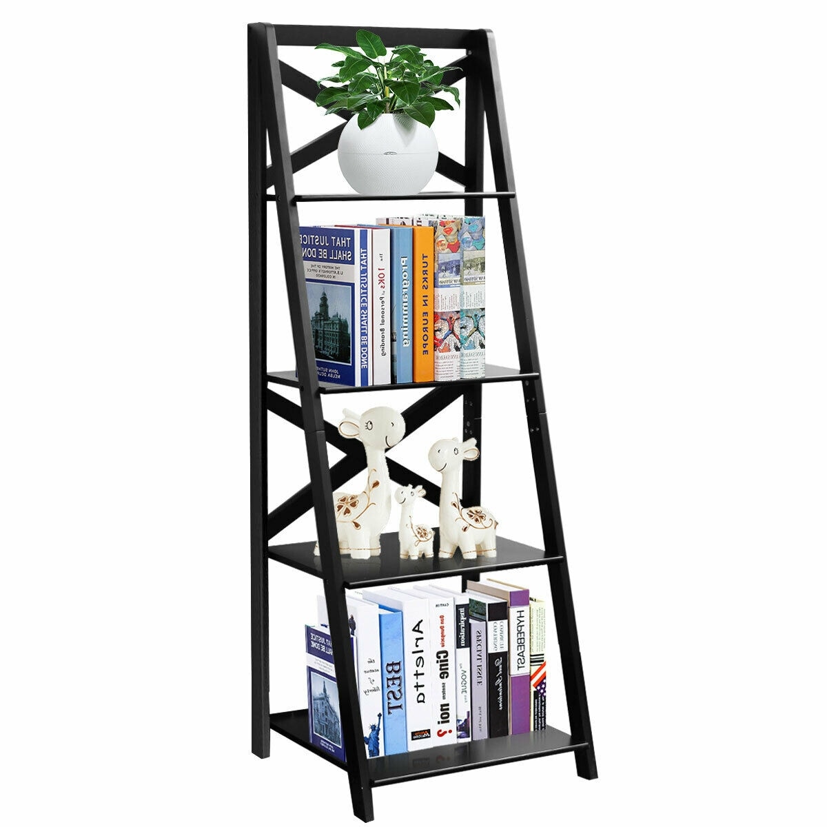 Shop Costway 4 Tier Ladder Shelf Bookshelf Bookcase Storage