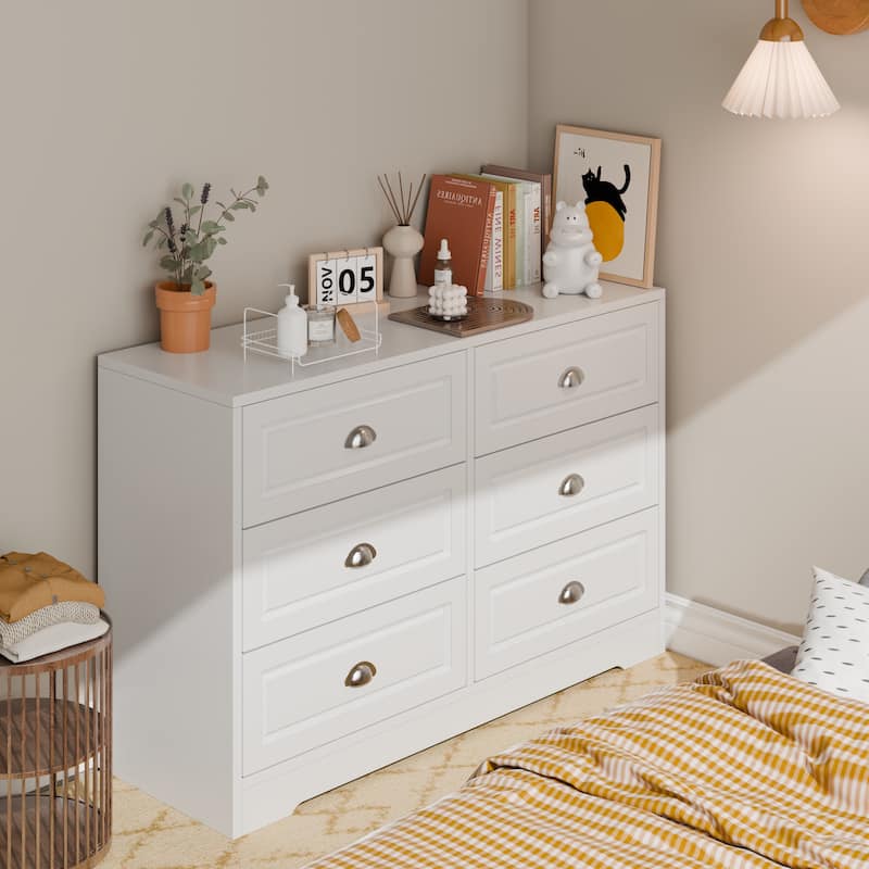 Futzca 6-Drawer Storage Dresser - Versatile Media Console & Entryway Organizer