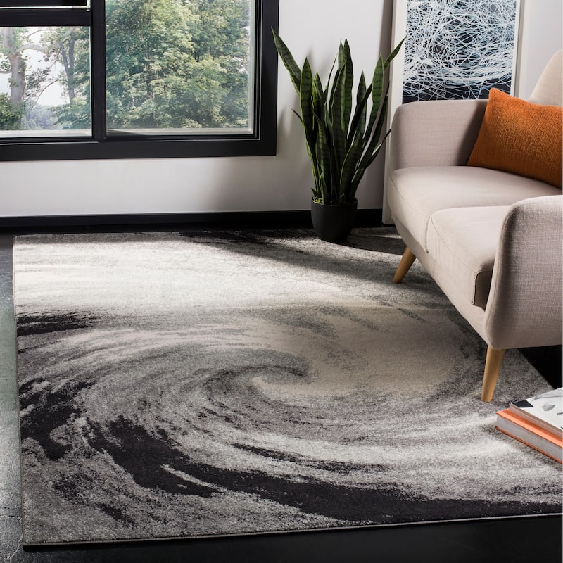 SAFAVIEH Evoke Draga Abstract Swirl Rug - 5'1" x 7'6" - Cream/Dark Grey