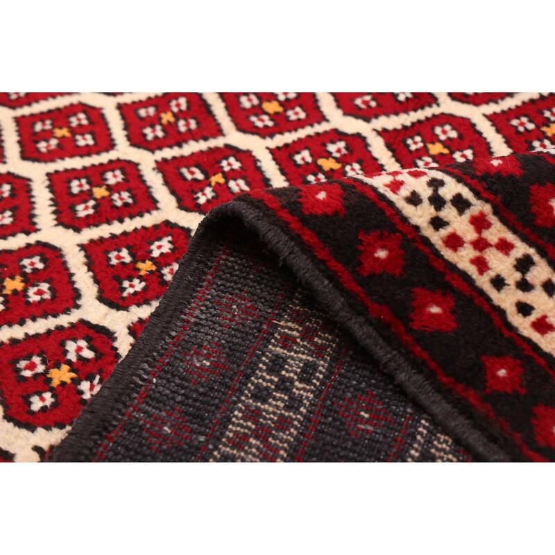 ECARPETGALLERY Hand-knotted Baluch Red Wool Rug - 3'8 x 6'7