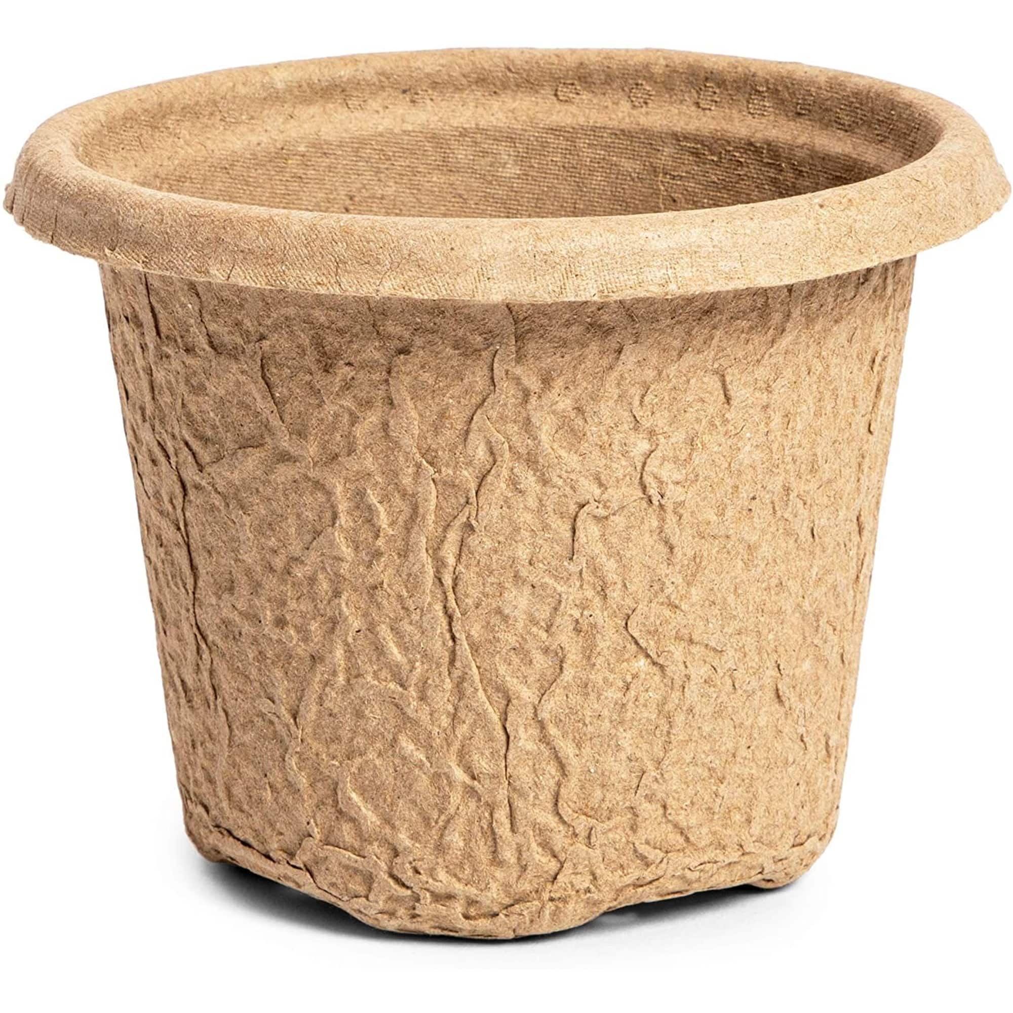 Round Peat Starter Pots with Plastic Plant Labels (4.3 x 3.2 In, 50