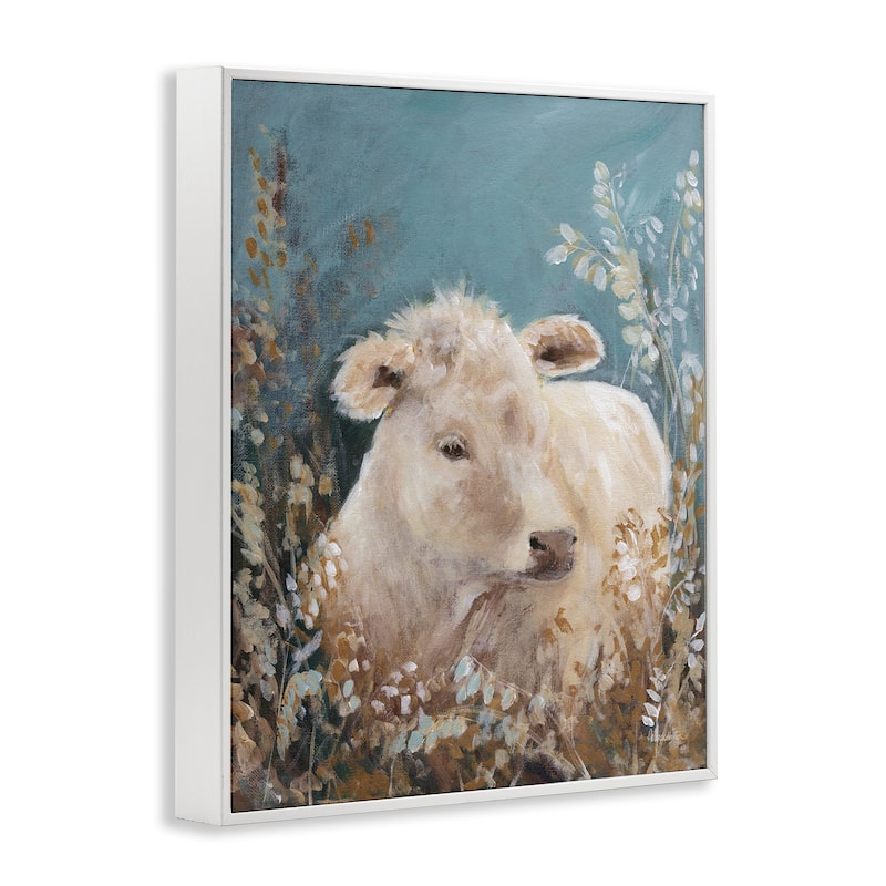 Stupell Soft Cattle Amongst Florals Framed Giclee Art Design By Amanda Hilburn