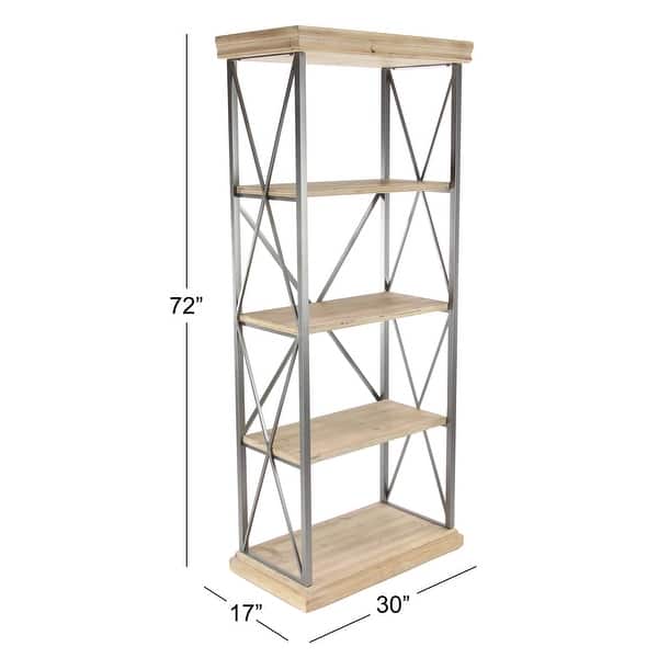dimension image slide 0 of 5, Brown Wood 3 Shelves Shelving Unit - 48 x 17 x 34