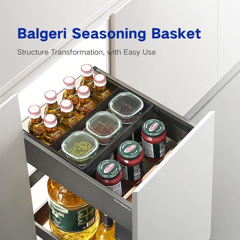 HIGOLD Shearer 4.0 Aluminum Pull Out Cabinet Organizer Side-out Seasoning Drawer for Kitchen 350mm