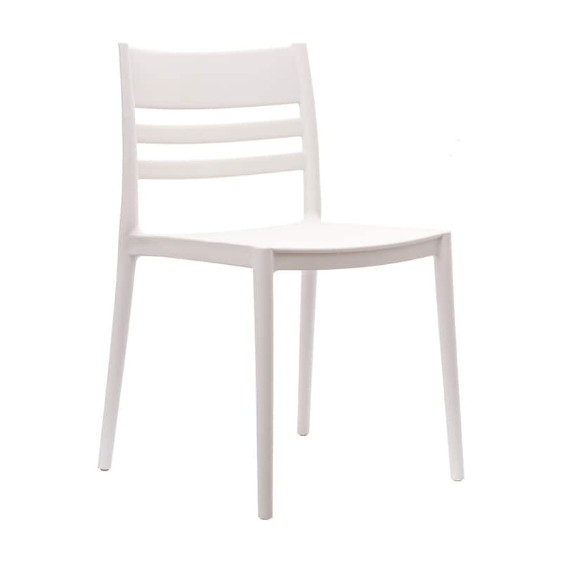 Commercial All-Weather Resin Patio Stack Chair with Slatted Backrest - 19.75"W x 20.75"D x 31.75"H - White