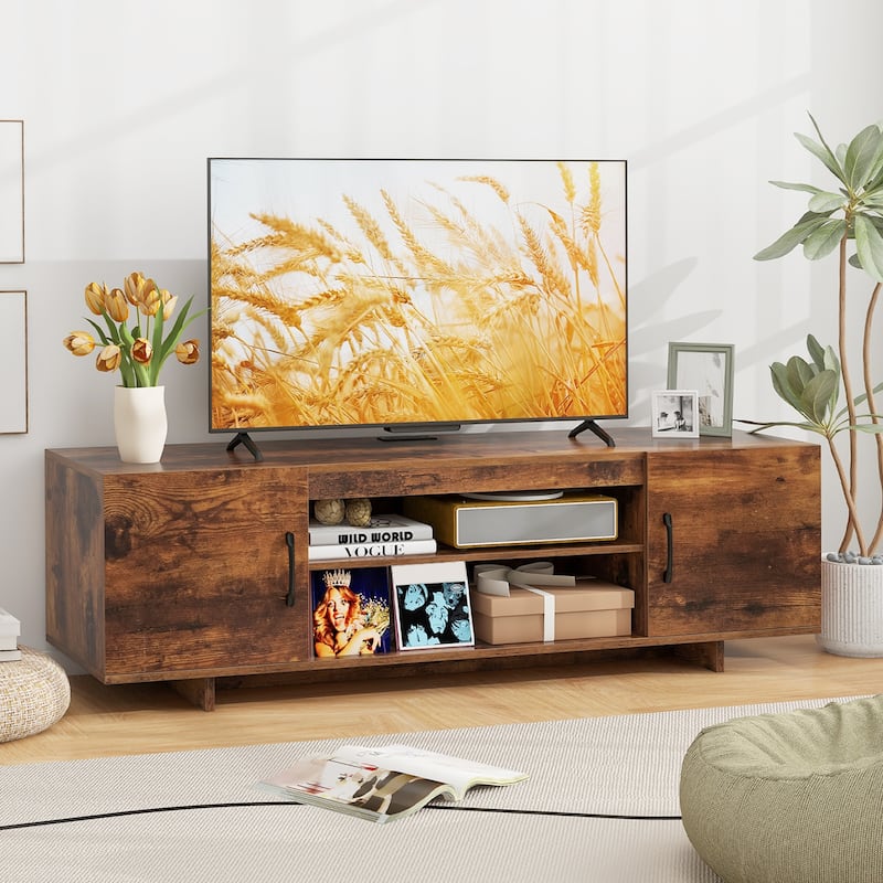 Modern TV Stand with USB Ports and Cable Holes for 65 Inch TVs - 60" x 15.5" x 17.5"