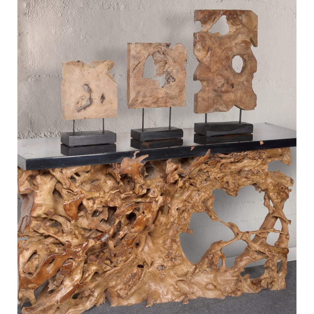 Teak Wood Natural Stand Deco Set of 3