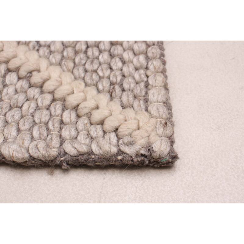 ECARPETGALLERY Braid weave Sienna Taupe Wool Rug - 2'3 x 15'6
