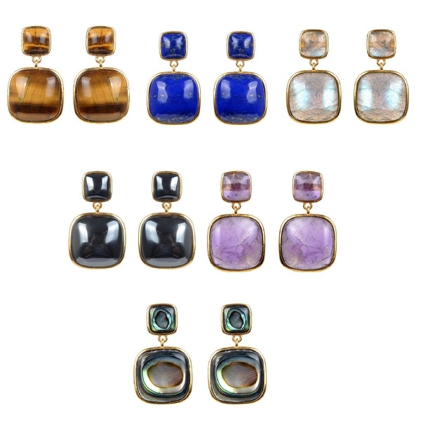 Gold Over Sterling Silver Choice Of Gemstone Dangle Earrings