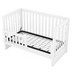 preview thumbnail 9 of 7, White Convertible Crib/Full Size Bed with 3 Layers Changing Table, Adjustable Height and Guardrails
