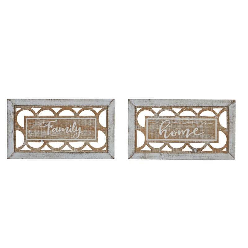 Beige Wood Farmhouse Wall Decor Text (Set of 2)