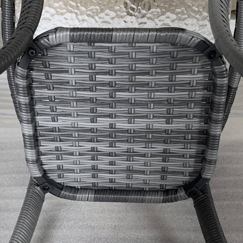Outdoor Rattan Coffee Table with Storage Shelf, Wicker Side Table with Glass Top