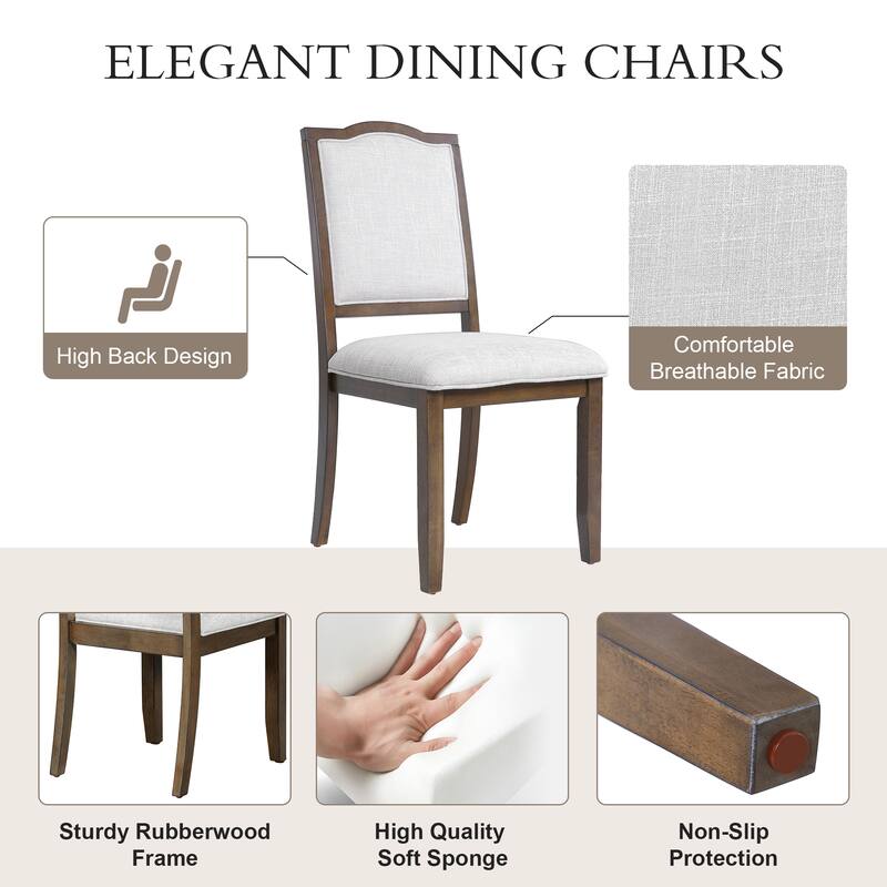 6 Piece Extendable Wood Dining Table Set w/ 4 Upholstered Chair,Bench