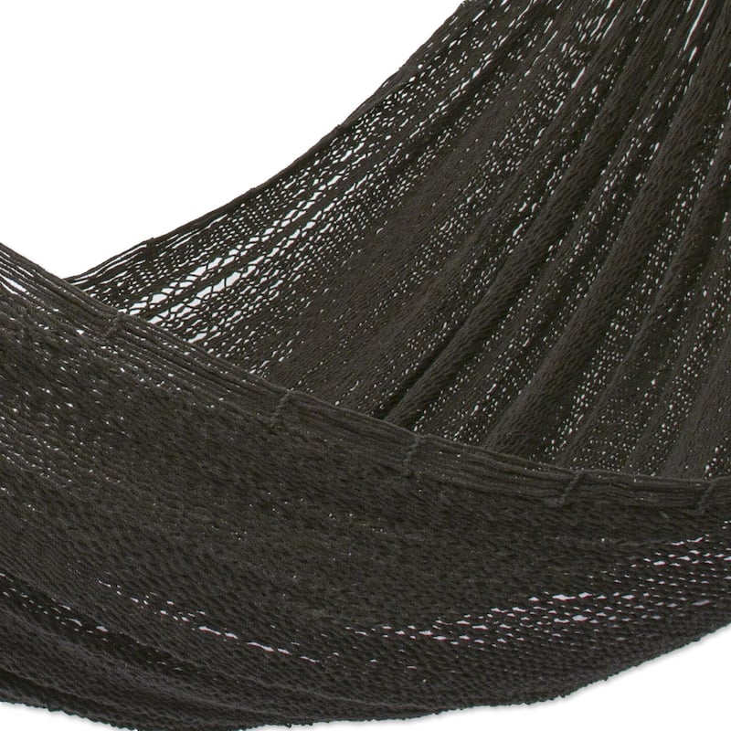 Novica Handmade Uxmal Black Cotton Rope Hammock (Double)
