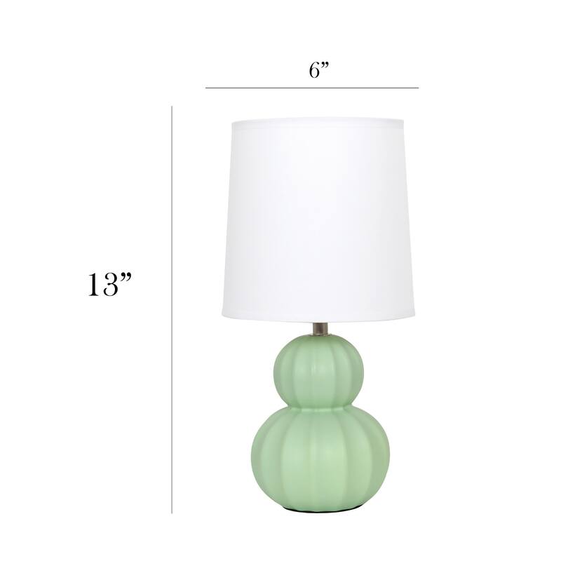Stacked Double Gourd Ceramic Table Lamp with Tapered Shade - 12.5" - Sage Green