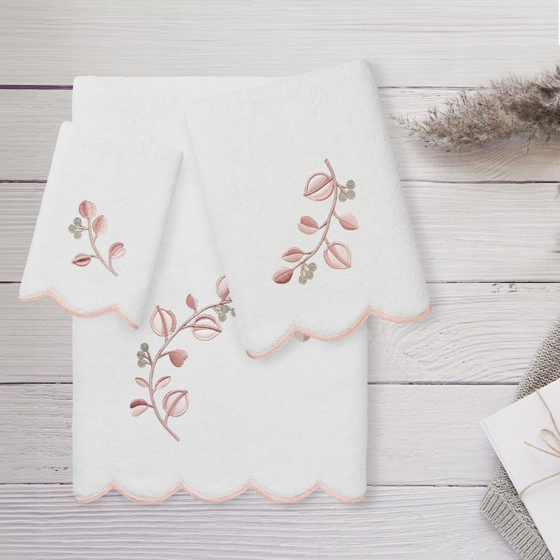 Authentic Hotel and Spa 100% Turkish Cotton WILD BRANCH Scallop Embellished Towel Collection