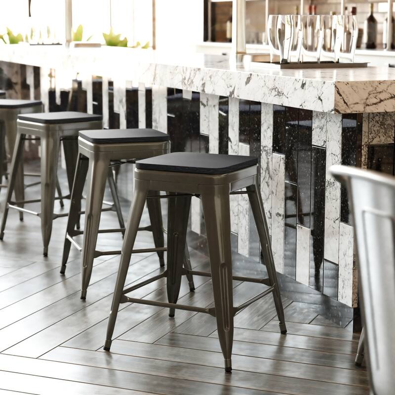 All-Weather Backless Commercial Bar Stool with Poly Resin Seat