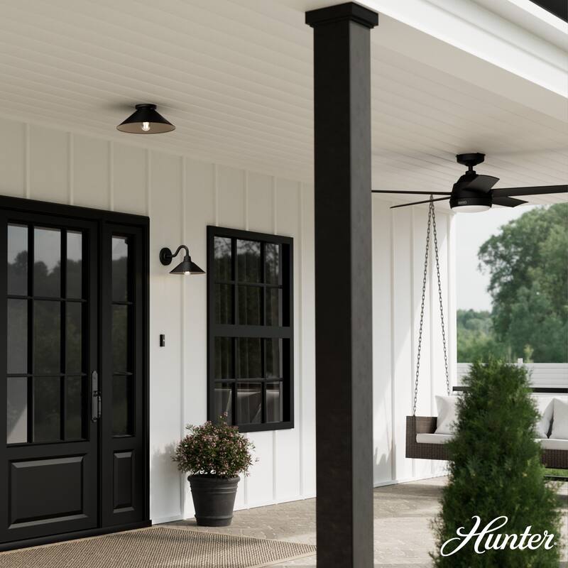 Hunter Skyflow Outdoor 1-Light 14" Flush Mount Ceiling Light - Transitional, Modern Rustic - Wet-Rated!