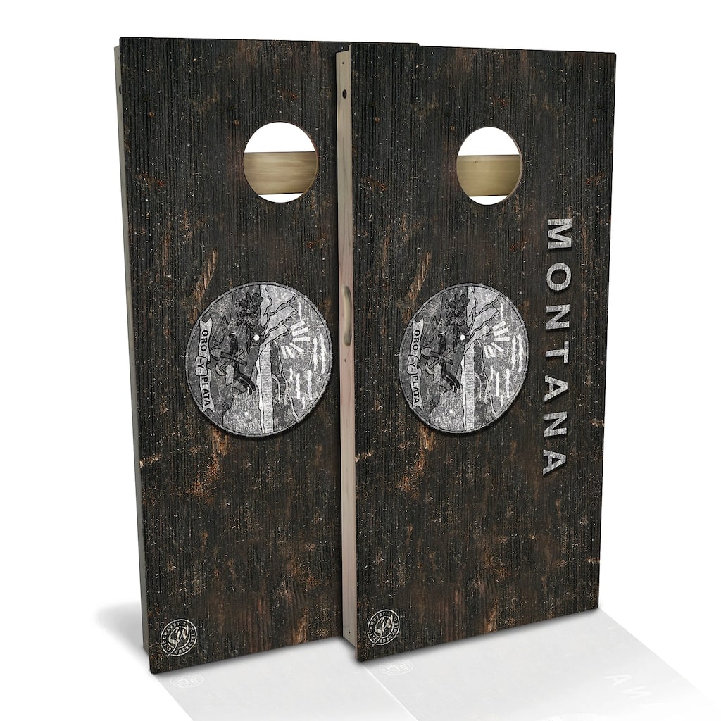 Montana Flag Rustic Outdoor Cornhole Board Set