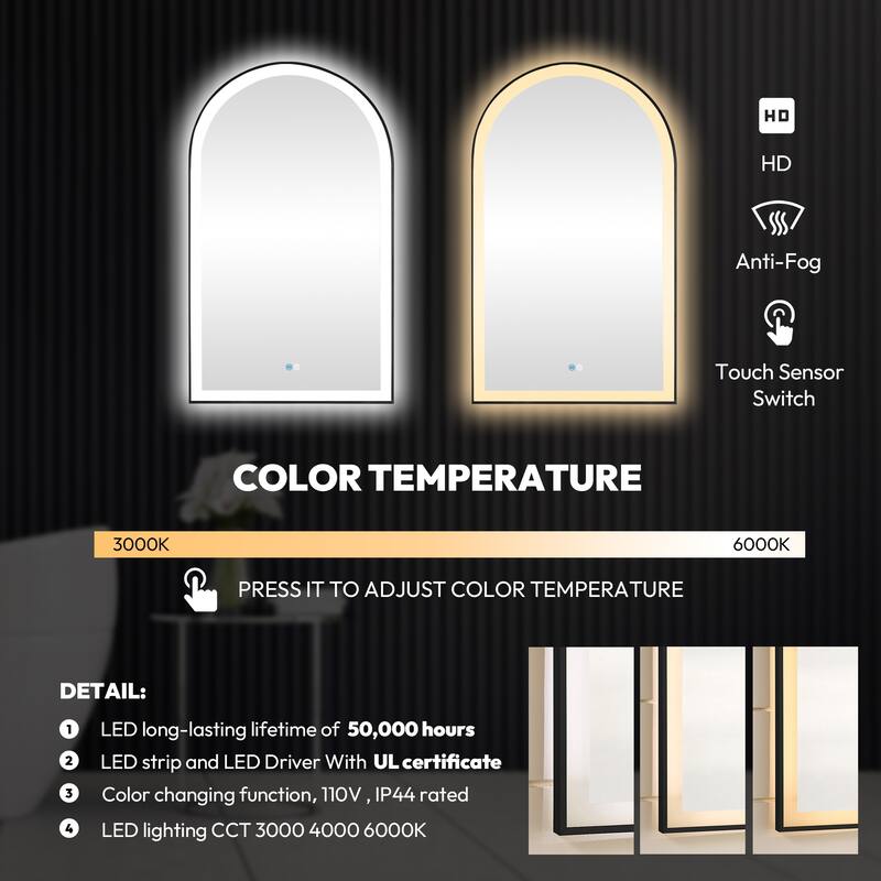 Estartit Oval Framed LED Wall Mount Bathroom Vanity Mirror