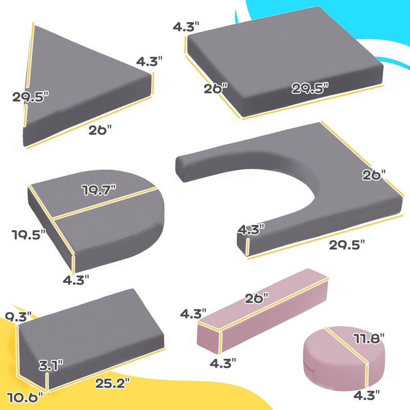 12 Piece Toddler Soft Foam Play Blocks Set for Creative Building Cars Castles Educational Cushions
