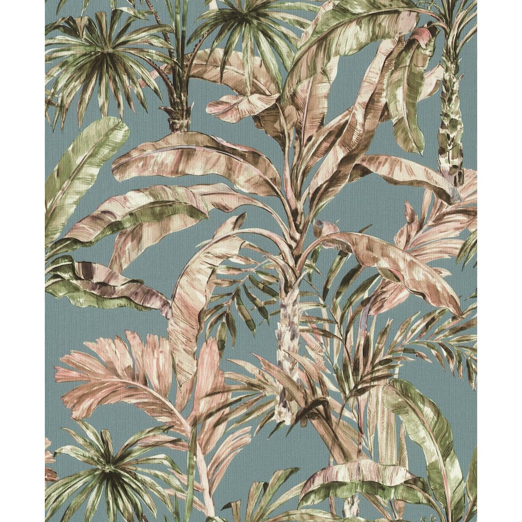 Advantage Calle Light Blue Tropical Wallpaper