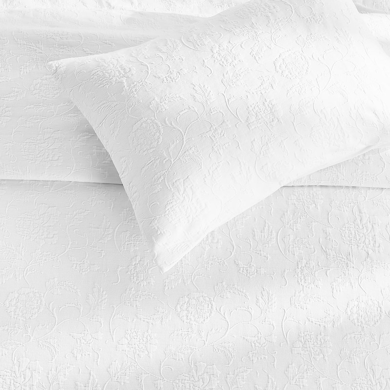 Royel Matelasse Embroidery Cotton Quilt & Coverlet Set White