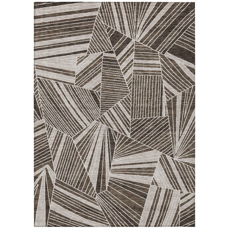 HomeRoots Geometric Transitional Rectangle Outdoor Rug